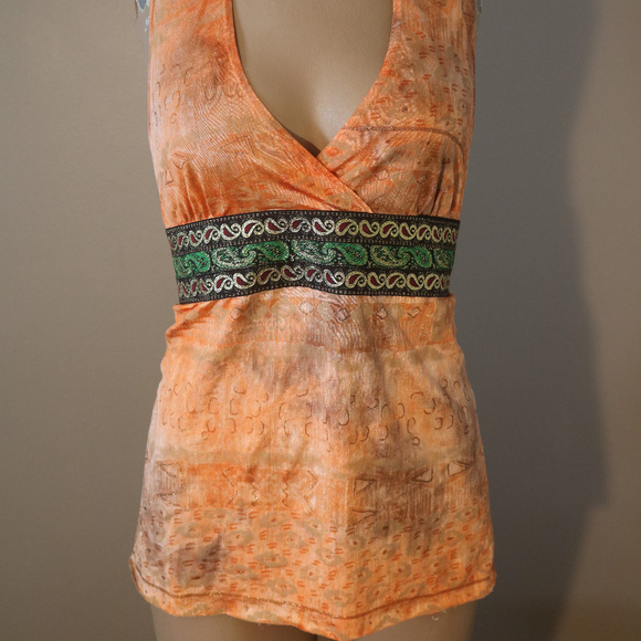 Boho Chic Festival Tie Dye Embroidered Halter Top - Picture 2 of 4